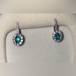 Esley Collection Silver and Teal Earrings